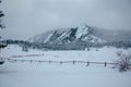 Snow covered FlatIrons in Boulder Royalty Free Stock Photo