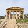 Iconic Frontal View of the Doric Temple of Segesta, Emphasizing its Hexastyle Facade and Classical Symmetry Royalty Free Stock Photo