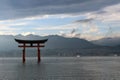 The iconic gate of Shinto shrine in Miyajima. It`s close to Itsu