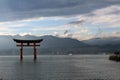 The iconic gate of Shinto shrine in Miyajima. It`s close to Itsu