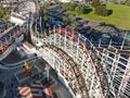 Aerial view Iconic Giant Dipper roller coaster in Belmont Park, San Diego, USA