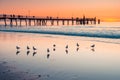 Iconic Glenelg Beach with jetty at sunset