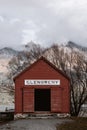 Iconic Glenorchy Wharf Shed on a winter day. Glenorchy village, Otago, New Zealand