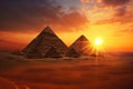 Great Pyramids of Giza, Egypt, at sunset Royalty Free Stock Photo