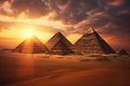 Great Pyramids of Giza, Egypt, at sunset Royalty Free Stock Photo