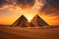 Great Pyramids of Giza, Egypt, at sunset Royalty Free Stock Photo