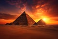 Great Pyramids of Giza, Egypt, at sunset Royalty Free Stock Photo