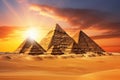Great Pyramids of Giza, Egypt, at sunset Royalty Free Stock Photo
