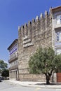 The iconic Guimaraes Castle Wall with the inscription Aqui Nasceu Portugal Royalty Free Stock Photo