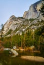 Iconic Half Dome at Yosemite at Mirror Lake Royalty Free Stock Photo