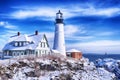 Portland Maine Headlight Winter Scene Royalty Free Stock Photo