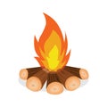 Firewood And Fire Icon Vector Illustration