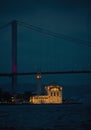 Iconic Istanbul view of The Bridge and The Mosque Royalty Free Stock Photo