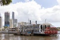 The iconic Kookaburra Queen riverboat moored along the Brisbane River in Queensland on February 1st 2021