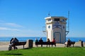 The iconic life guard tower on the Main Beach of Laguna Beach, California. Royalty Free Stock Photo