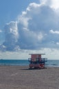 An iconic lifeguard tower in South Beach, Miami. Royalty Free Stock Photo