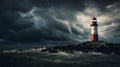 Iconic lighthouse against stormy backdrop Royalty Free Stock Photo