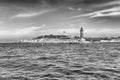 Iconic lighthouse in the harbor of Saint-Tropez, Cote d& x27;Azur, France Royalty Free Stock Photo