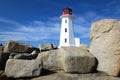 The iconic lighthouse at Peggys Cove in Nova Scotia, Canada Royalty Free Stock Photo