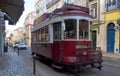 Iconic Lisbon tram car approaching the Estrela stop from downtown, Lisbon, Portugal Royalty Free Stock Photo