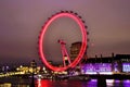 Iconic London Eye in night long exosure lights Royalty Free Stock Photo