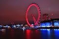 Iconic London Eye in night long exosure lights Royalty Free Stock Photo