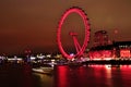 Iconic London Eye in night long exosure lights Royalty Free Stock Photo