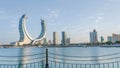 iconic lusail city with the crescent tower in the background Royalty Free Stock Photo