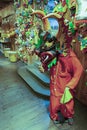 Iconic masks and mannequins wearing costumes from Yare Devils dancing Corpus Christi in a souvenir shop in Venezuela in El Hatillo