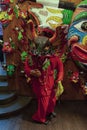 Iconic masks and mannequins wearing costumes from Yare Devils dancing Corpus Christi in a souvenir shop in Venezuela in El Hatillo