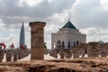 Iconic mausoleum of the Moroccan kings Hassan II. and Mohammed V. at the Hassan quarter in Rabat Royalty Free Stock Photo