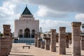 Iconic mausoleum of the Moroccan kings Hassan II. and Mohammed V. at the Hassan quarter in Rabat Royalty Free Stock Photo