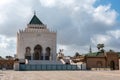 Iconic mausoleum of the Moroccan kings Hassan II. and Mohammed V. at the Hassan quarter in Rabat Royalty Free Stock Photo