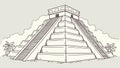 Iconic Mayan Pyramid with Clear Sky Ancient Architecture Vector, vector design Generative AI Royalty Free Stock Photo