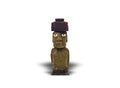 Iconic moai with eyes and pukao over white background