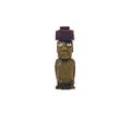 Iconic moai statue with eyes and pukao over white background