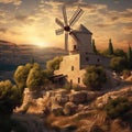 The iconic Montefiore Windmill in Yemin Moshe, Jerusalem