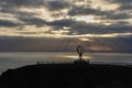 iconic monument of a steel globe at North cape in Norway