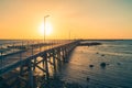 Iconic Moonta Bay jetty during sunset time Royalty Free Stock Photo