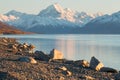 Iconic mountain of New Zealand mt. Cook / Aoraki at sunrise Royalty Free Stock Photo