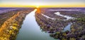 Murray River flowing into the distance aerial panoramic landscape. Royalty Free Stock Photo