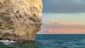 The iconic natural rock formation called the face in Praia da Marinha in Algarve, Portugal Royalty Free Stock Photo