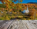 Iconic New England church in Stowe town at autumn Royalty Free Stock Photo