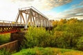 An Iconic Old Metal Truss Railroad Bridge Royalty Free Stock Photo