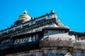 Iconic Palais de Justice in Brussels, Belgium, featuring an abundance of pigeons perched on its roof Royalty Free Stock Photo