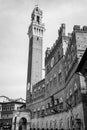 The iconic Palazzo Pubblico at the Piazza del Campo in downtown Siena