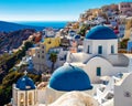 Iconic Photo of Blue Domed Churches and Buildings of Santorini