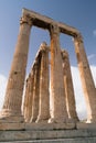 Iconic pillars of Temple of Olympian Zeus, Athens historic center. Royalty Free Stock Photo
