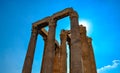 Iconic pillars of Temple of Olympian Zeus on a spring day, Athens historic center, Greece Royalty Free Stock Photo