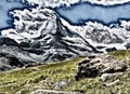 The Matterhorn seen from Valais, showing banner-cloud formation overcooked HDR